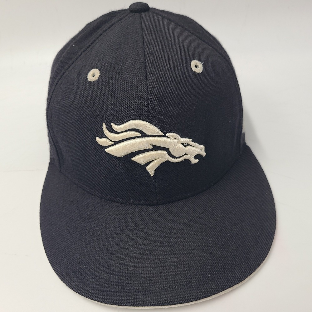 Denver Broncos Hat Fitted 7 1/2 Reebok Black White‎ NFL Football Wool Blend Men